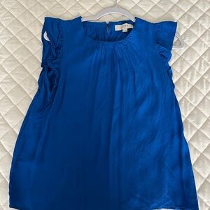 LOFT Bright Cobalt Blue Ruffle Sleeve Shell Top New WO Tags